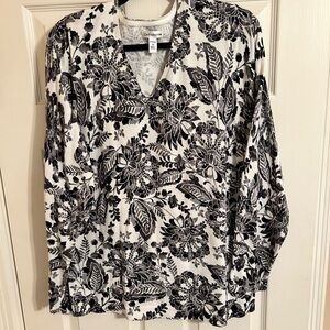 Croft & Barrow Plus Size Black and White Floral Top